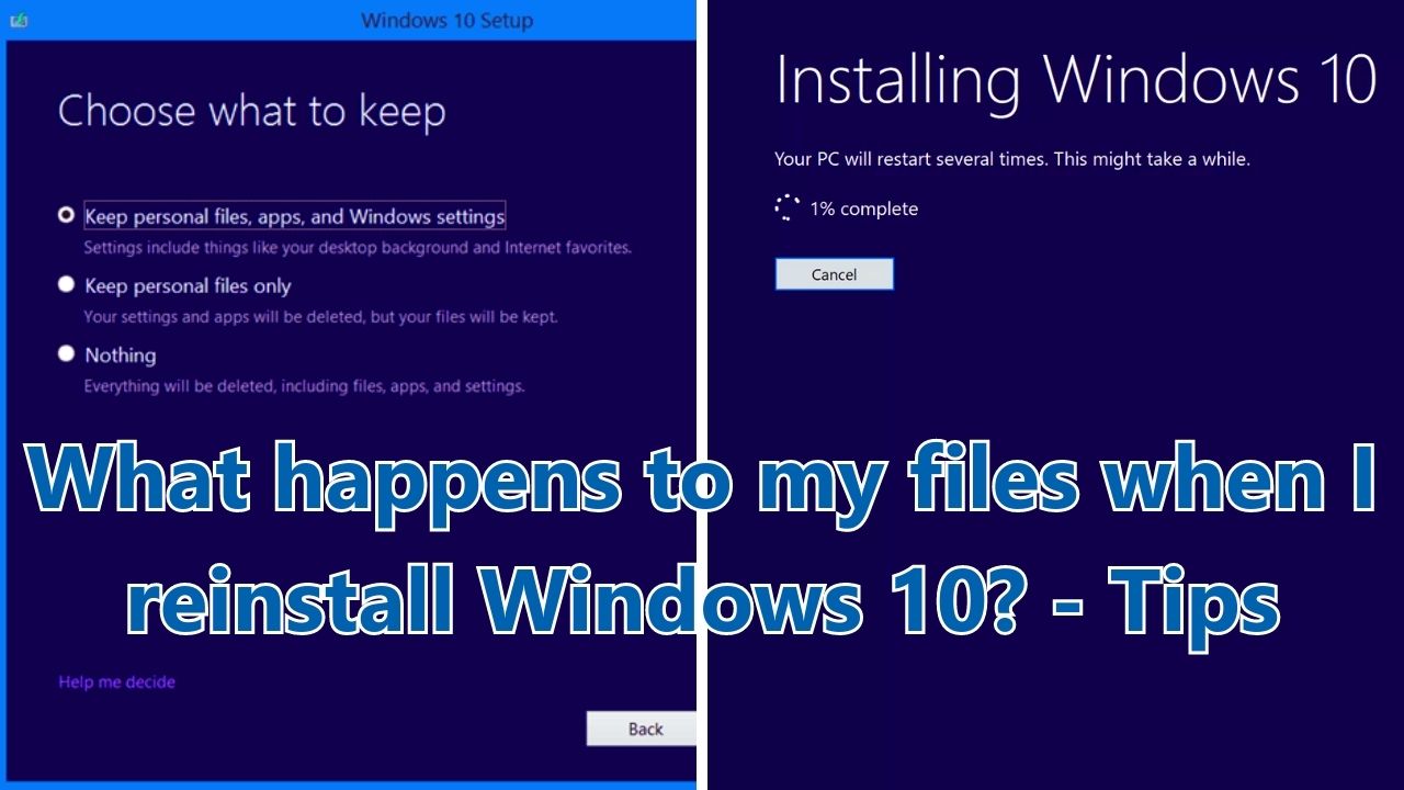 What happens to my files when I reinstall Windows 10?